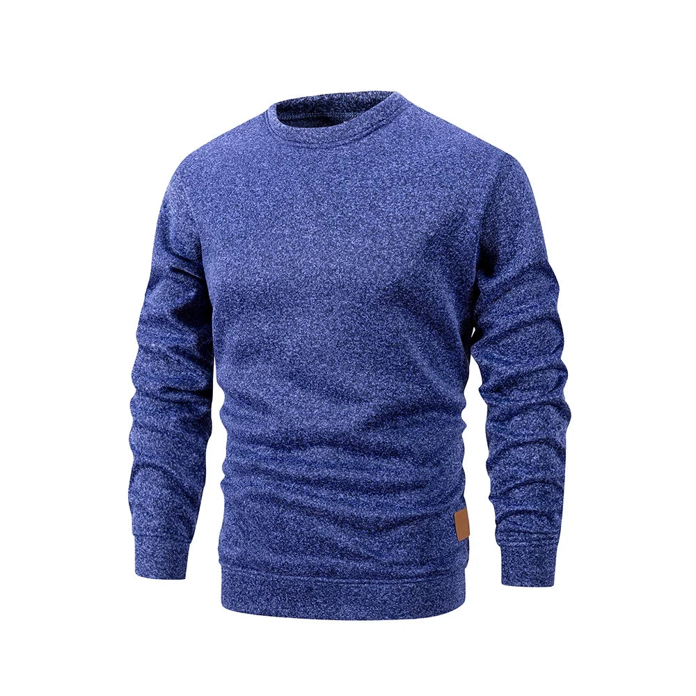 Herren Rundhals Pullover Melange Optik Langarm Sweatshirt