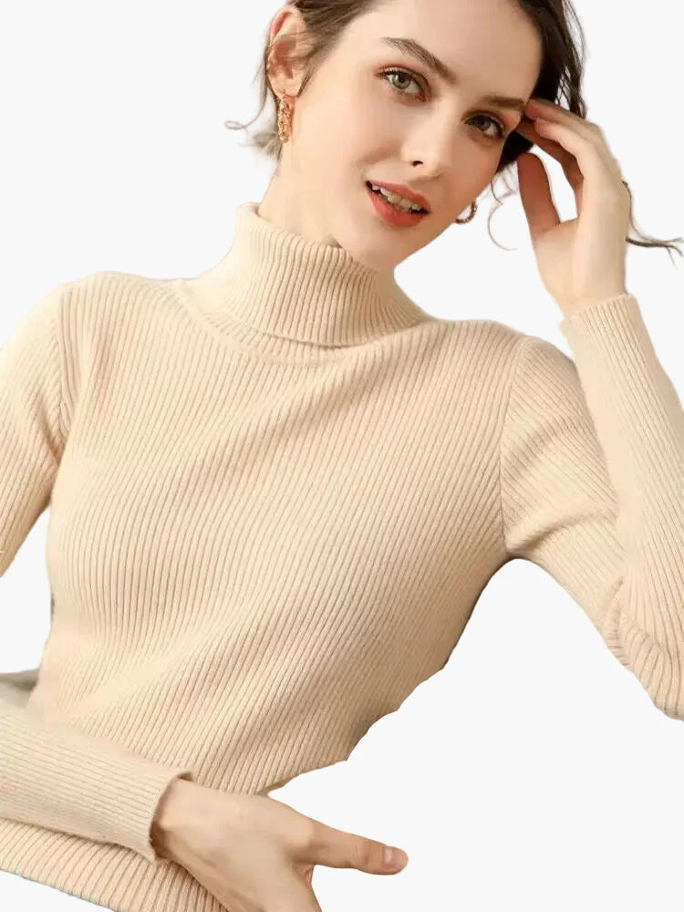 Dolcevita da donna in maglia elegante autunno inverno manica lunga