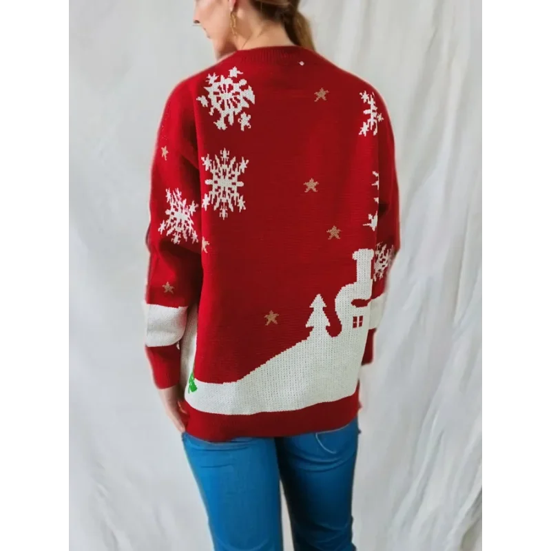 Pullover natalizio con motivo di omino di pan di zenzero, girocollo