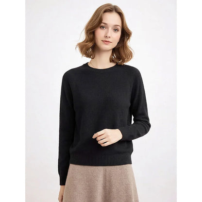 Damen Pullover Rundhalsausschnitt Langarm Strickpullover