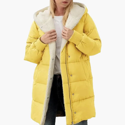 Cappotto trapuntato invernale da donna con cappuccio, giacca imbottita lunga, per tutti i giorni e tempo libero