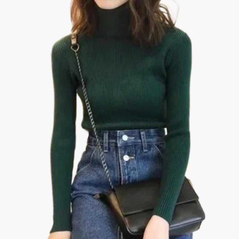 Dolcevita da donna in maglia elegante autunno inverno manica lunga
