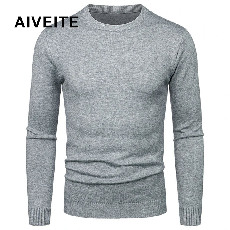 Herren Rundhals Pullover Strickwaren Langarm Basic Sweater