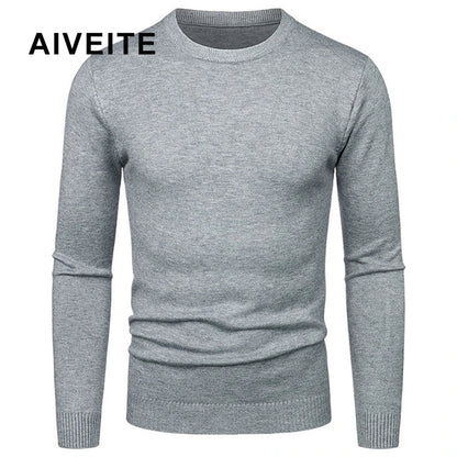 Herren Rundhals Pullover Strickwaren Langarm Basic Sweater