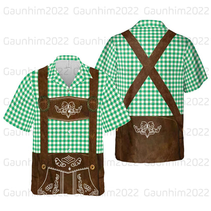 Chemise à manches courtes avec motif Oktoberfest et aspect à bretelles pour homme