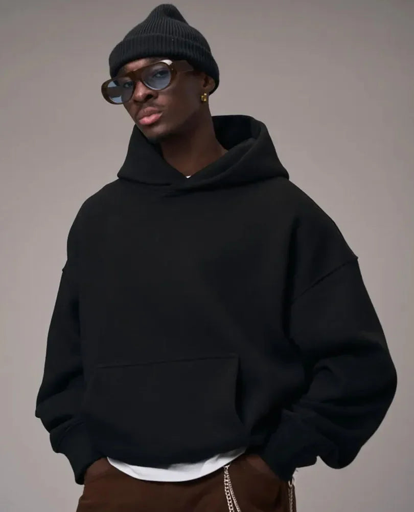 Unisex Kapuzenpullover Oversize Basic Hoodie mit Kängurutasche