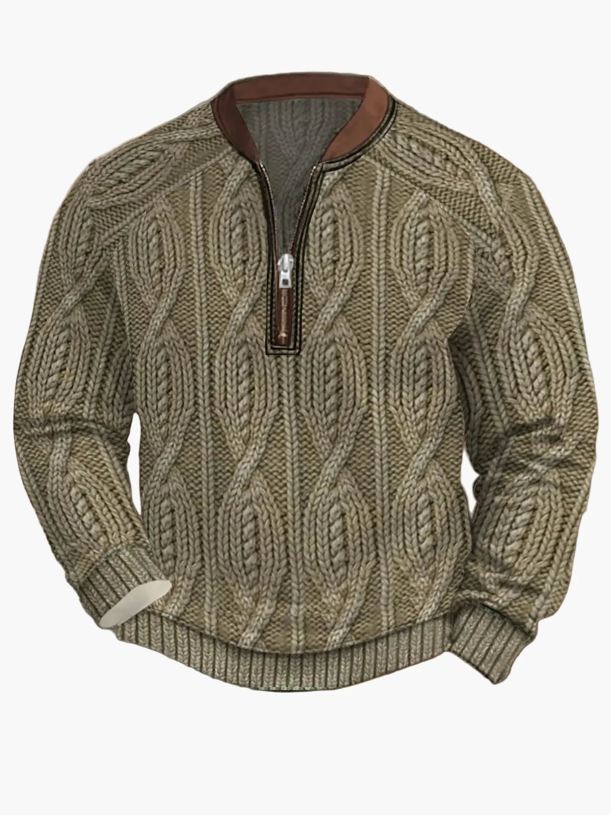 Pull homme style vintage avec demi-fermeture éclair – Pull décontracté élégant pour quotidien et extérieur