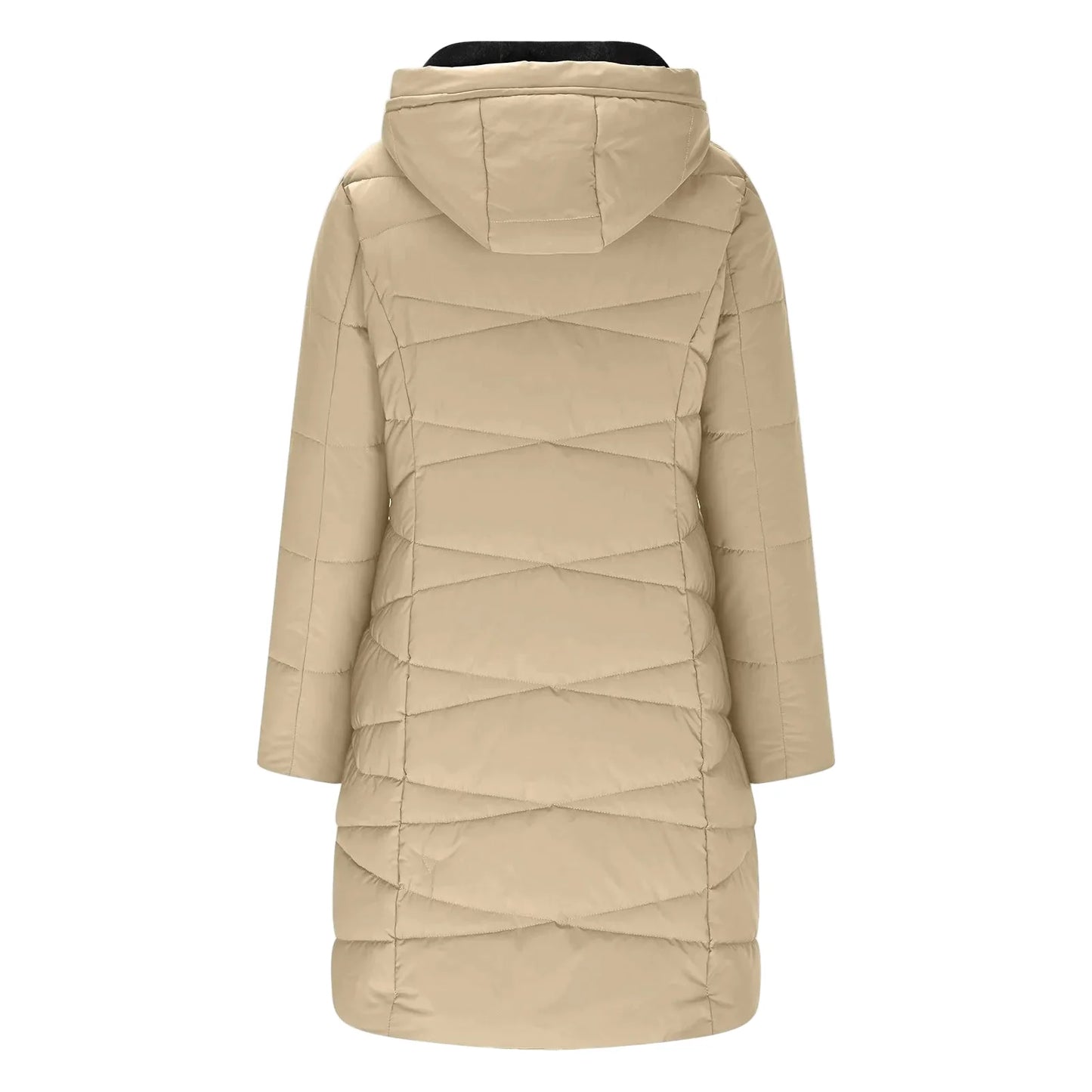 Damen Winter Steppmantel mit Kapuze – Eleganter langer Mantel für kalte Tage, modischer Alltagsbegleiter
