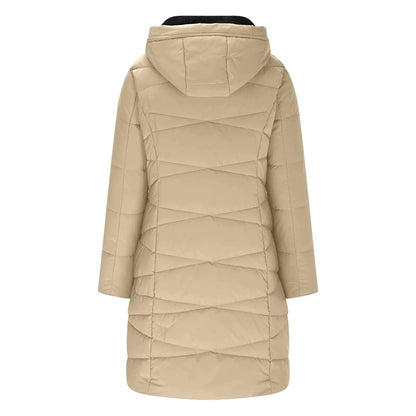 Damen Winter Steppmantel mit Kapuze – Eleganter langer Mantel für kalte Tage, modischer Alltagsbegleiter