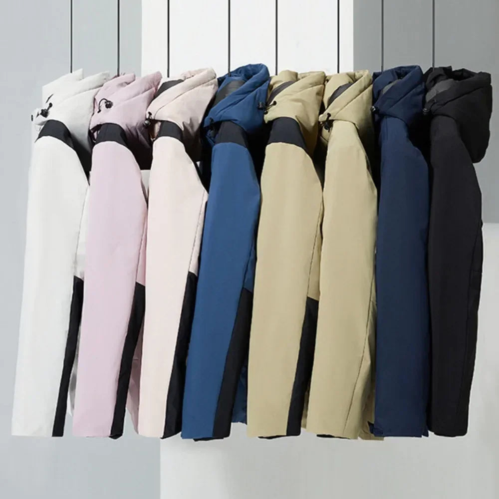 Chaqueta con capucha unisex, forro acolchado, outdoor, corta de invierno