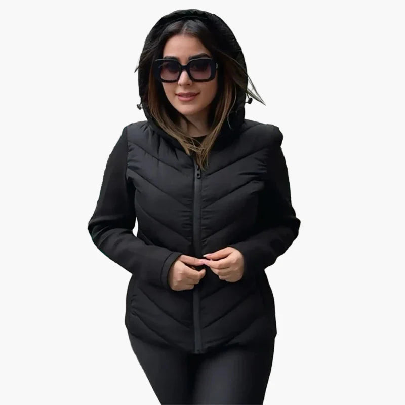 Giacca trapuntata da donna con cappuccio – Giacca casual alla moda per autunno e inverno