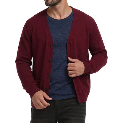 Cardigan da uomo con scollo a V e abbottonatura