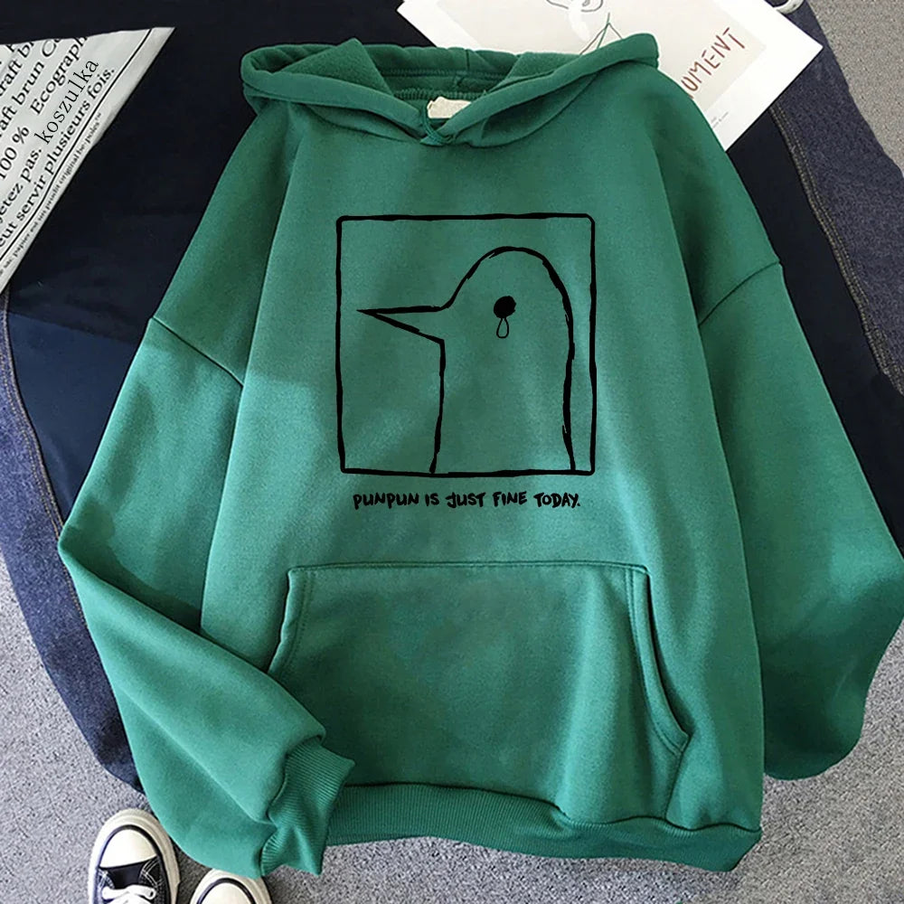 Unisex-hættetrøje med Punpun-print og kængurulomme