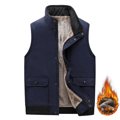 Gilet da uomo con fodera in teddy, collo alto, invernale, caldo e casual