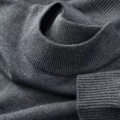 Unisex Strickpullover Rundhalsausschnitt Feinstrick Grau