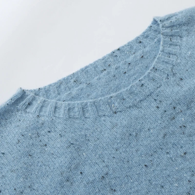 Maglione unisex a maniche lunghe con scollo rotondo e motivo mélange
