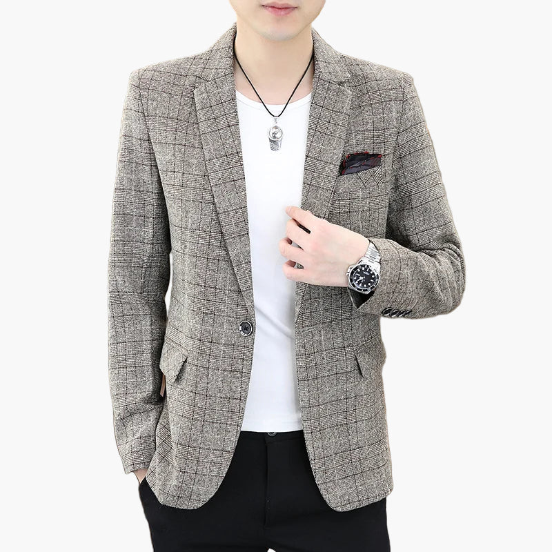 Chaqueta de negocios moderna para hombre – Blazer elegante a cuadros para oficina y ocio