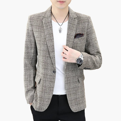 Chaqueta de negocios moderna para hombre – Blazer elegante a cuadros para oficina y ocio
