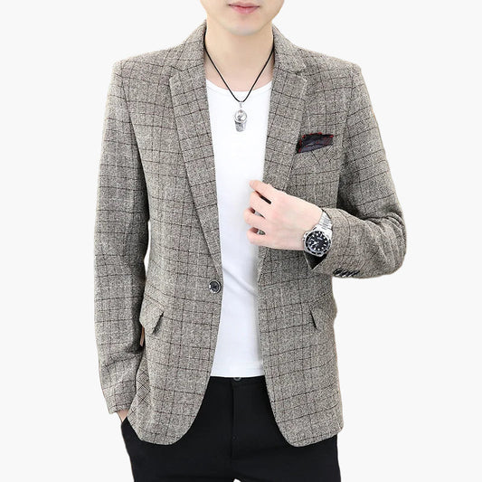 Chaqueta de negocios moderna para hombre – Blazer elegante a cuadros para oficina y ocio