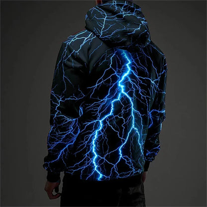 Hoodie mit Blitz-Grafik hinten Kapuzenpullover Leuchtendes Design