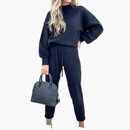 Set due pezzi casual da donna – Outfit alla moda lounge e streetwear con pantaloni larghi e maniche lunghe