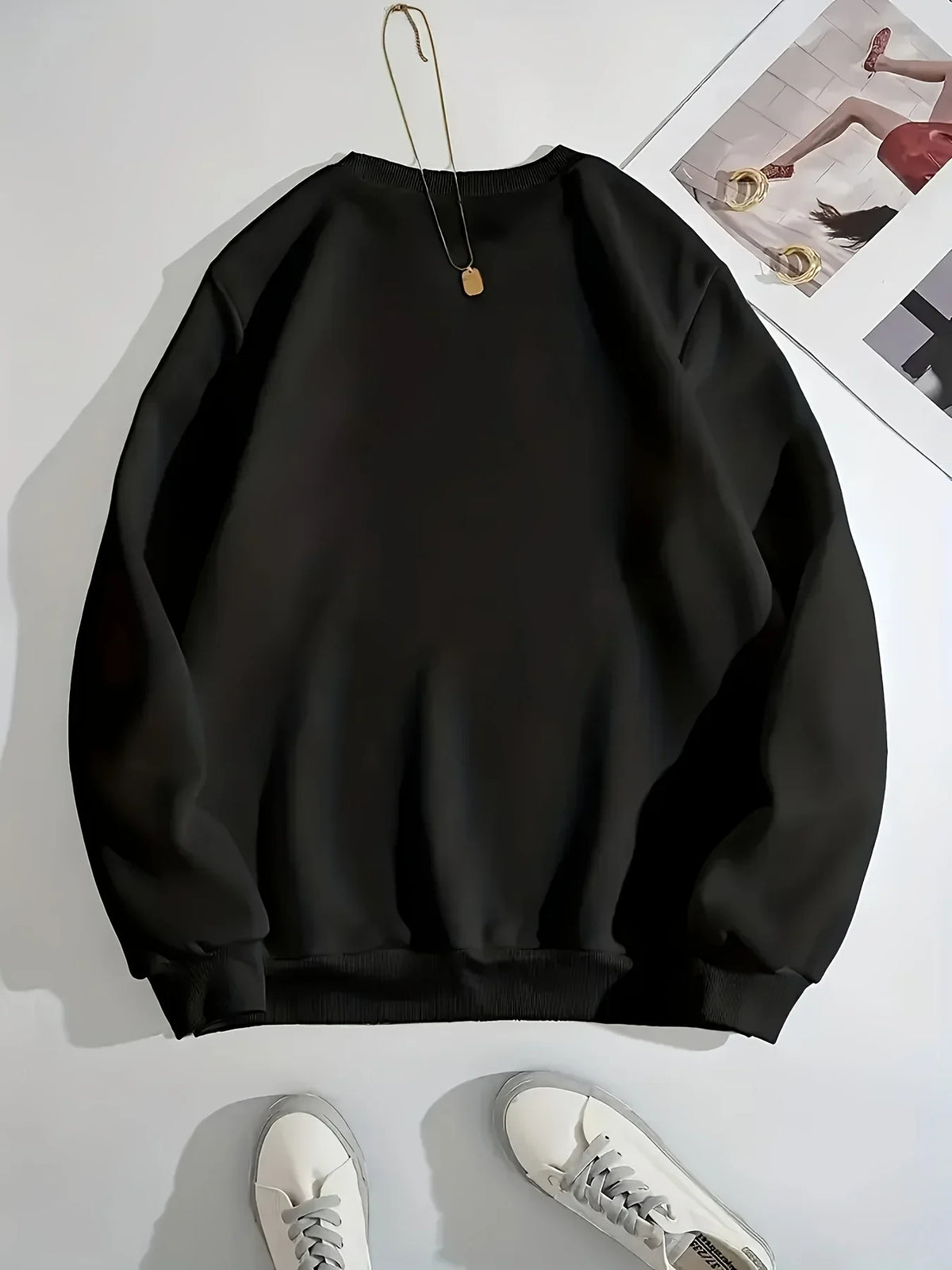 Unisex Sweatshirt Brooklyn New York Print Rundhals Langarm Grau Schwarz