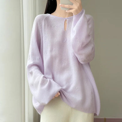 Damen Strickpullover Langarm Rundhals mit V-Ausschnitt