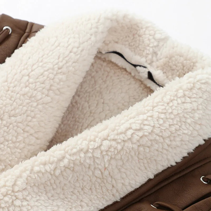 Dames Elegante Korte Jas met Riem en Teddykraag voor Herfst en Winter