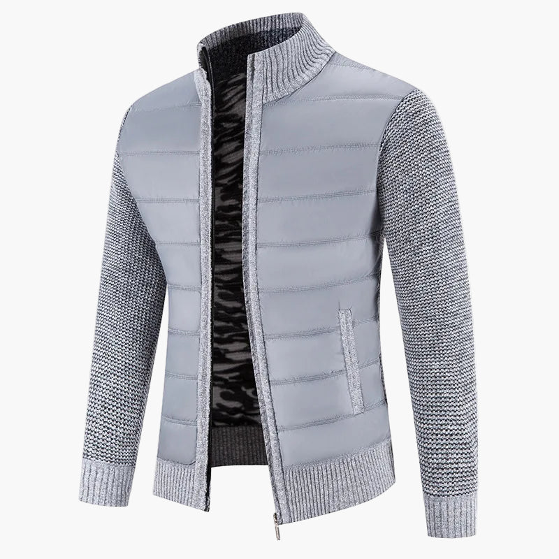 Herre quiltet jakke i urban casual look – Komfortabel fritids-zipper med strikkede ærmer
