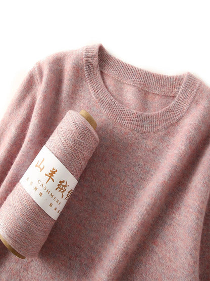 Pull femme à col rond et manches longues, maille fine, basique