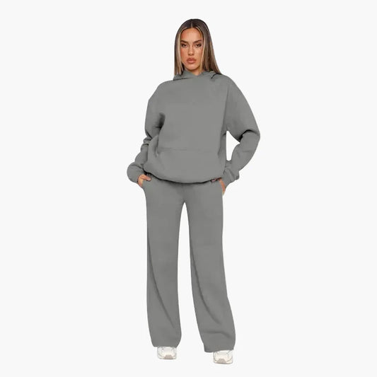 Dames Vrijetijds Trainingspak Set – Hoodie & Wijde Broek, Casual Streetwear voor Dagelijks Gebruik en Vrije Tijd