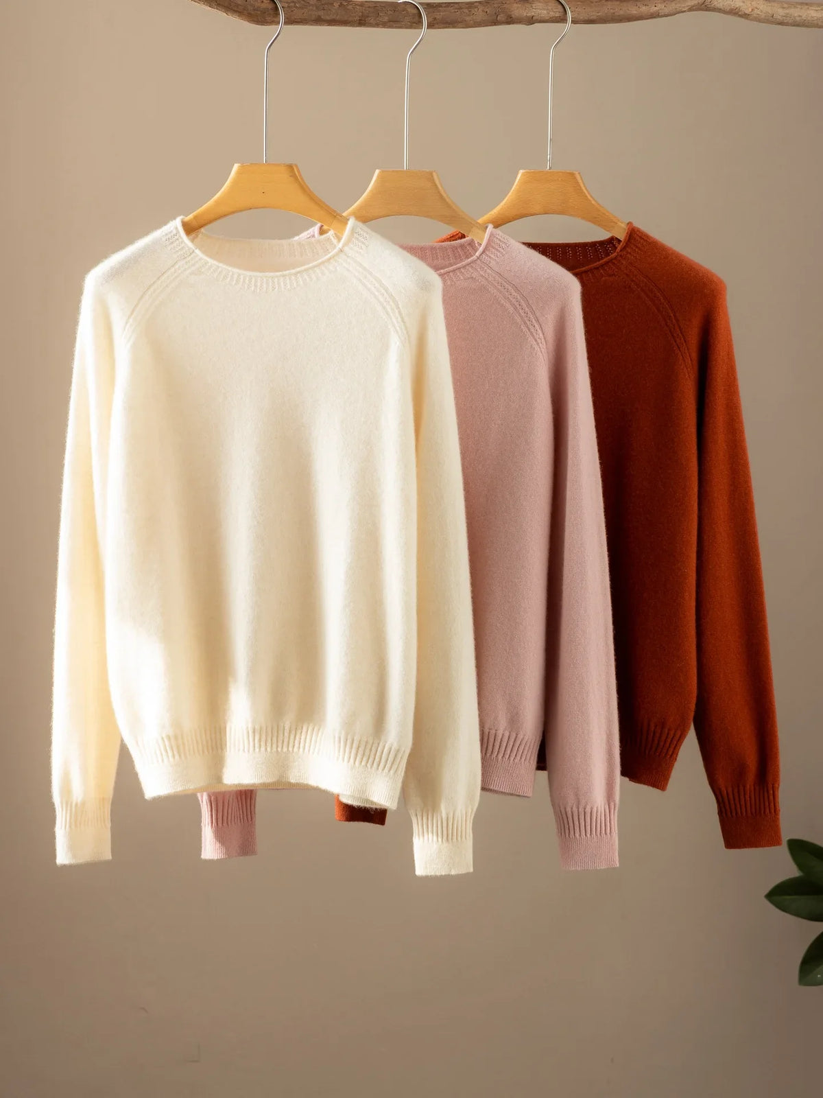 Pull en maille pour femme à col rond et manches longues, avec manches raglan