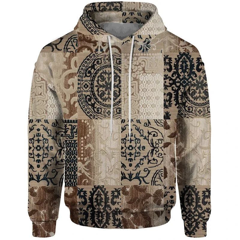Sudadera con capucha y estampado de patchwork - Jersey estampado