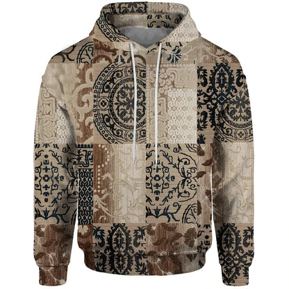 Sudadera con capucha y estampado de patchwork - Jersey estampado