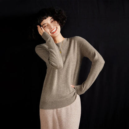 Pull femme col rond manches longues en maille