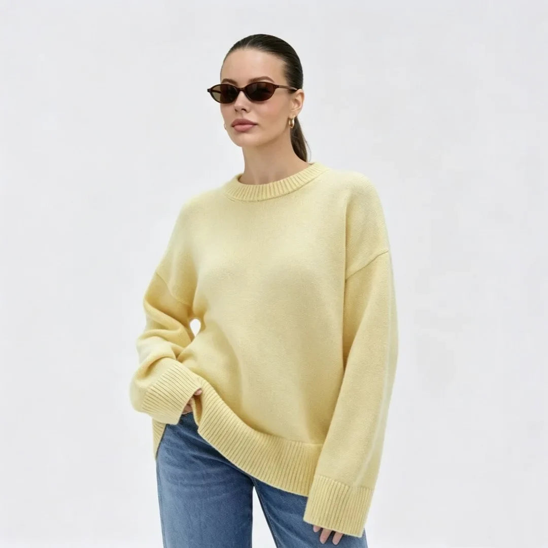 Pull oversize pour femme à col rond, pull en maille, coupe ample