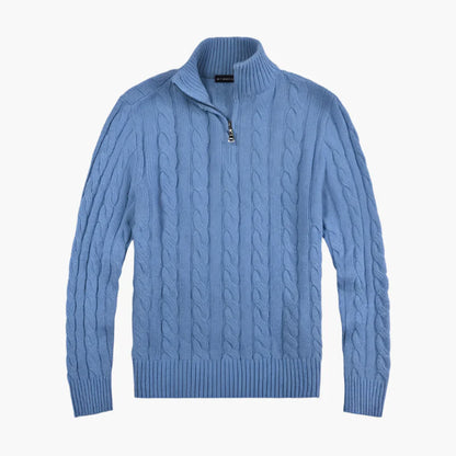 Męski dzianinowy sweter w stylu Old Money z półzamkiem – elegancki sweter na wolny czas