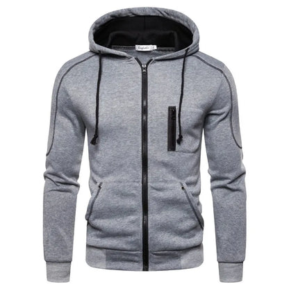 Herren Kapuzenjacke mit Reißverschluss, Kontrastfarben und Brusttasche
