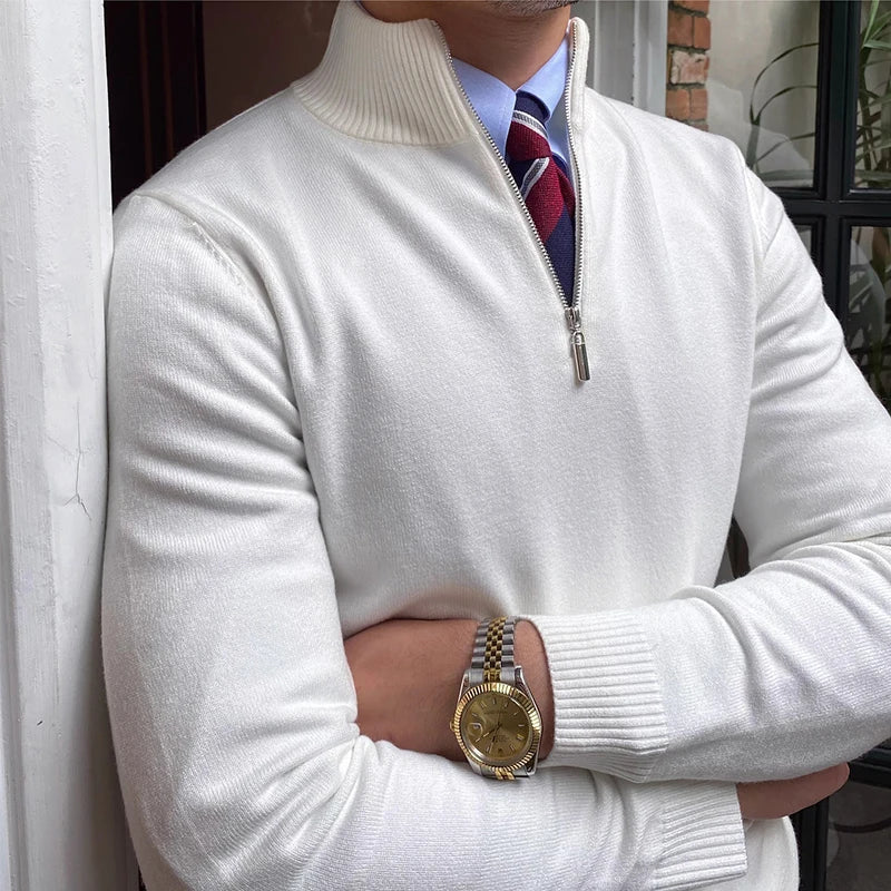 Herre halv-zip trøje – Klassisk business- og fritidslook, elegant og alsidig