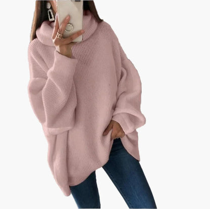 Damski oversize sweter z golfem – swobodny styl na jesień i zimę