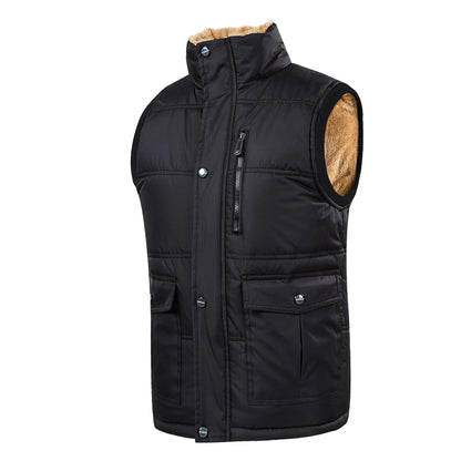 Gilet da uomo con fodera in teddy, collo alto, invernale, caldo e casual