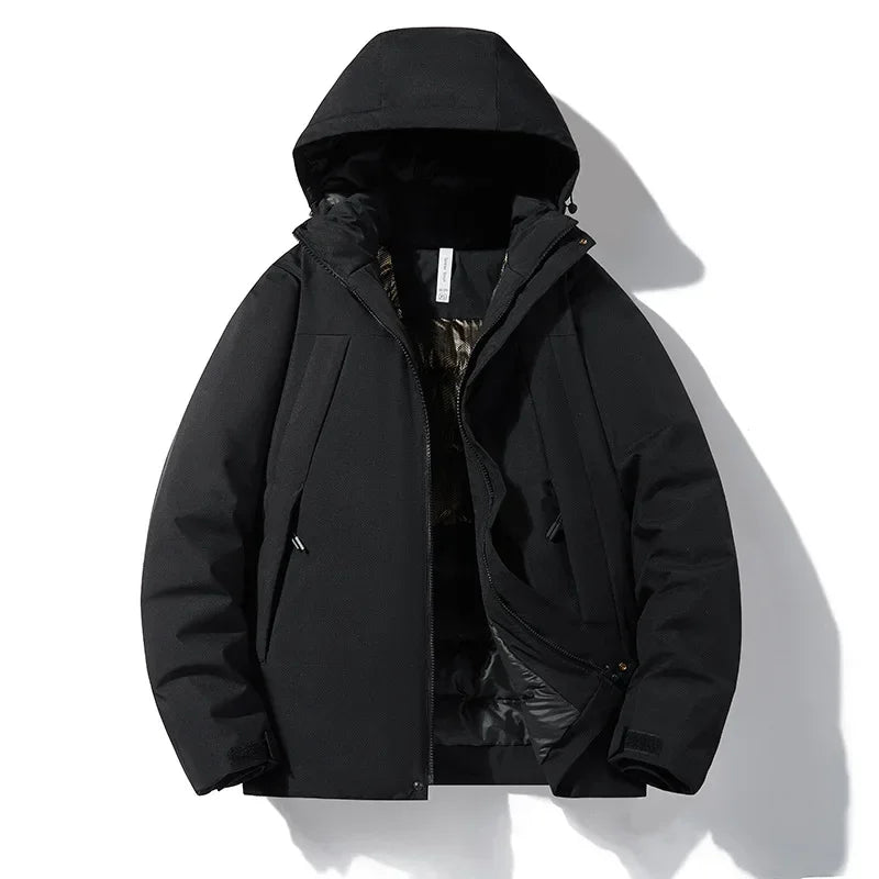 Chaqueta con capucha unisex, forro acolchado, outdoor, corta de invierno