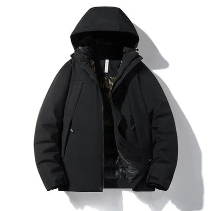 Chaqueta con capucha unisex, forro acolchado, outdoor, corta de invierno