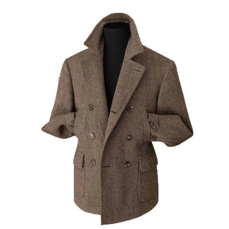 Herren Klassischer Doppelreihiger Blazer im Vintage-Stil – Eleganter Mantel für Business und Freizeit