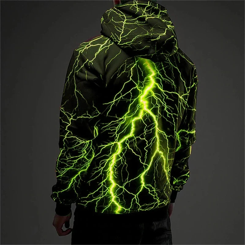 Hoodie mit Blitz-Grafik hinten Kapuzenpullover Leuchtendes Design