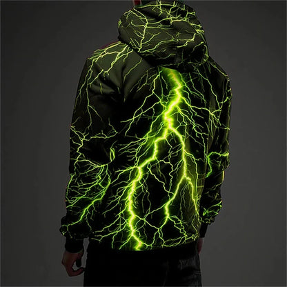 Hoodie mit Blitz-Grafik hinten Kapuzenpullover Leuchtendes Design