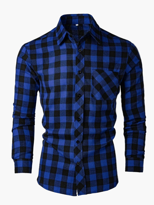 Heren vrijetijds overhemd geruit langarm modern slim fit – Perfect voor dagelijks gebruik en kantoor