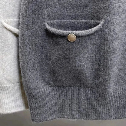 Damen Strickweste mit Rundhalsausschnitt und Knöpfen