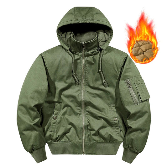 Herren Bomberjacke mit Kapuze, Reißverschluss & Rippbündchen