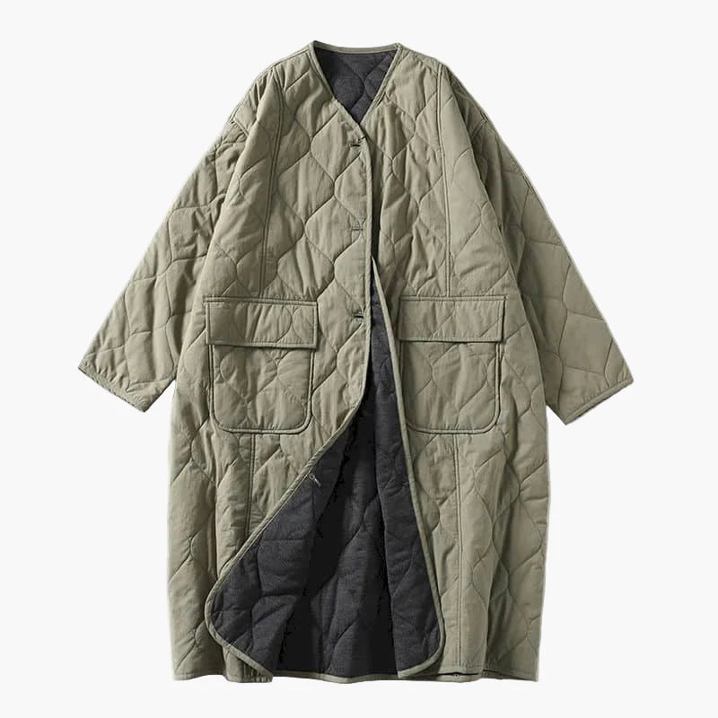 Dame quiltet frakke oversized stil til efterår og vinter – Afslappet komfort med store lommer